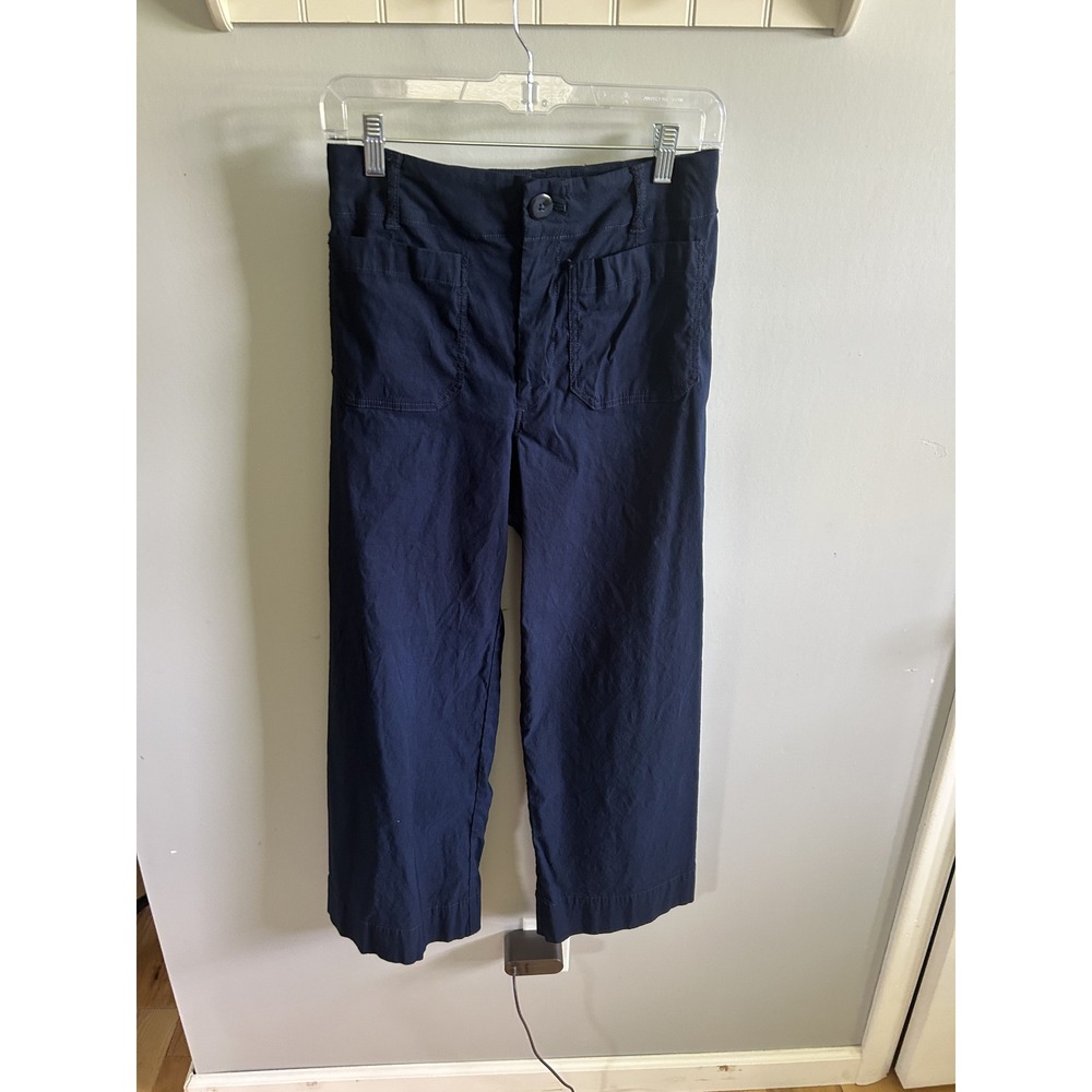 Maeve Anthropologie The Colette Wide Leg Pants Navy Blue Size 27 Utility - Picture 2 of 3